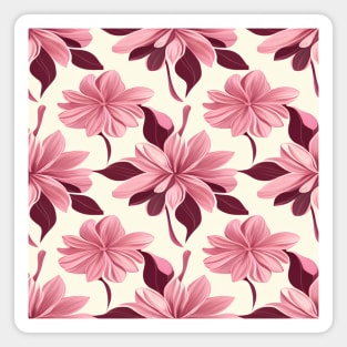 Pink and dark red floral pattern Magnet